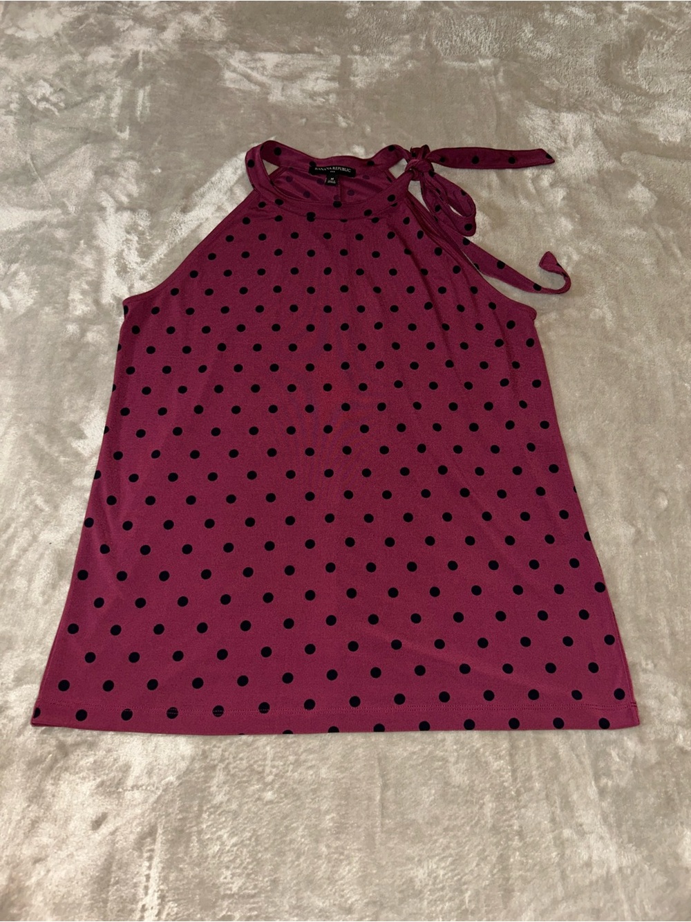 Banana Republic Berry Polka Dot Tie-Neck Halter Tank M